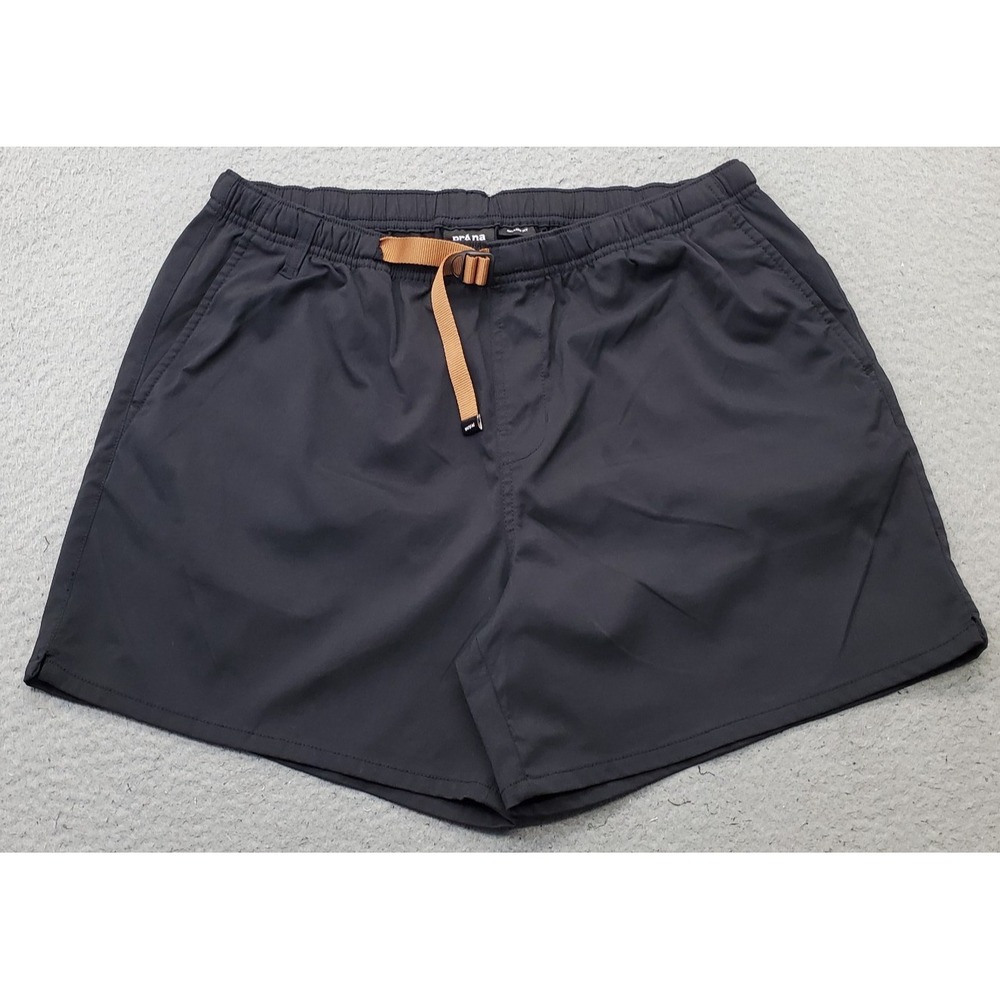 prAna Athletic Shorts Mens L Black Athletic Relaxed Fit Pleated Hiking Outdoor